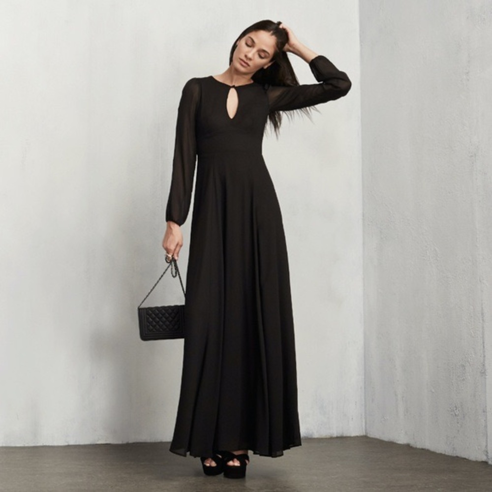 NEW 🖤 Reformation Amalia Black Keyhole Dress 10